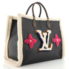 Louis Vuitton OnTheGo Tote Leather and Monogram Teddy Shearling GM