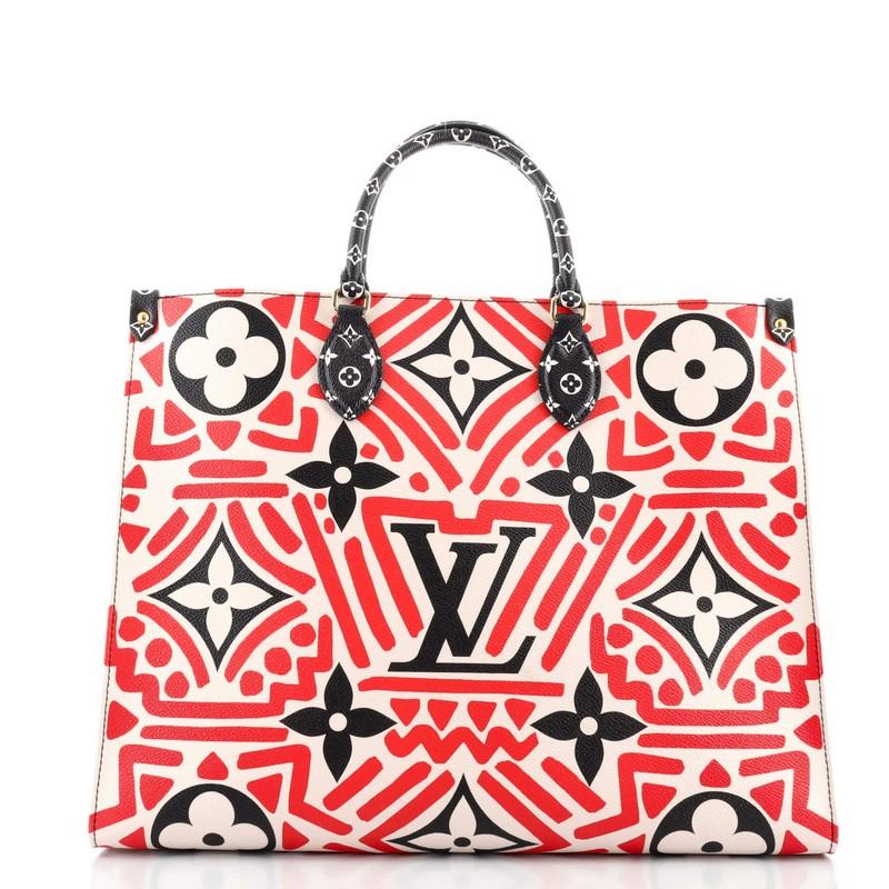 White Louis Vuitton OnTheGo Tote Limited Edition Crafty Monogram Giant GM