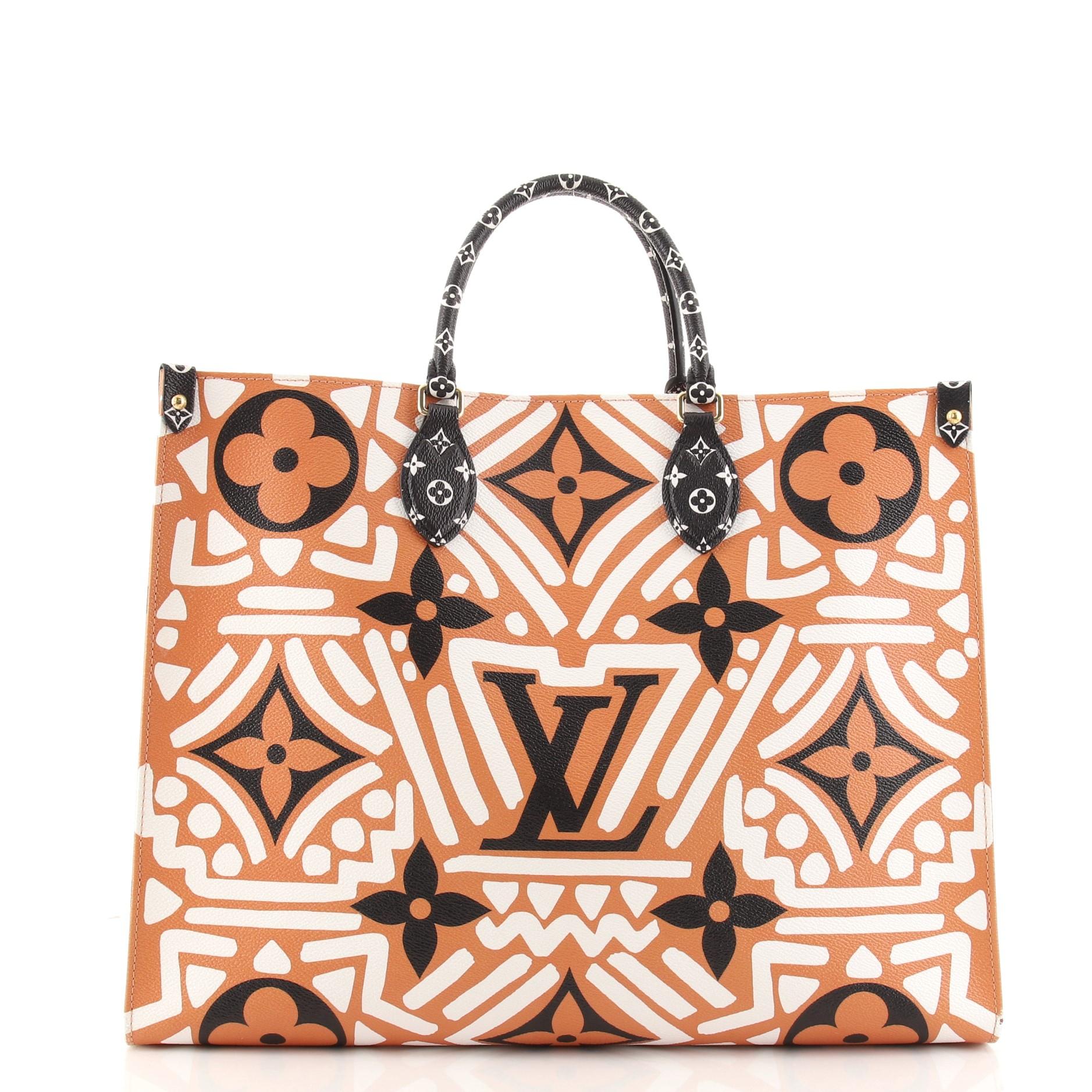 Orange  Louis Vuitton OnTheGo Tote Limited Edition Crafty Monogram Giant GM