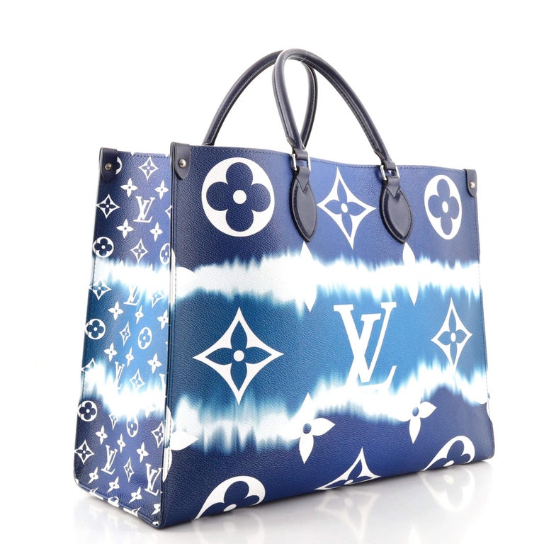 Blue Louis Vuitton OnTheGo Tote Limited Edition Escale Monogram Giant GM For Sale