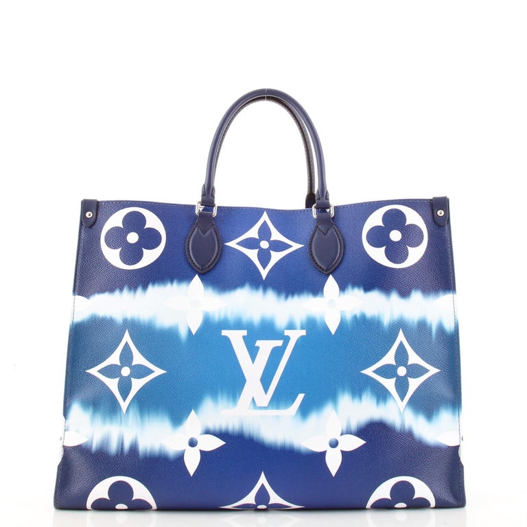 Louis Vuitton ONTHEGO GM Escale Blue Giant Monogram Tote For Sale at  1stDibs