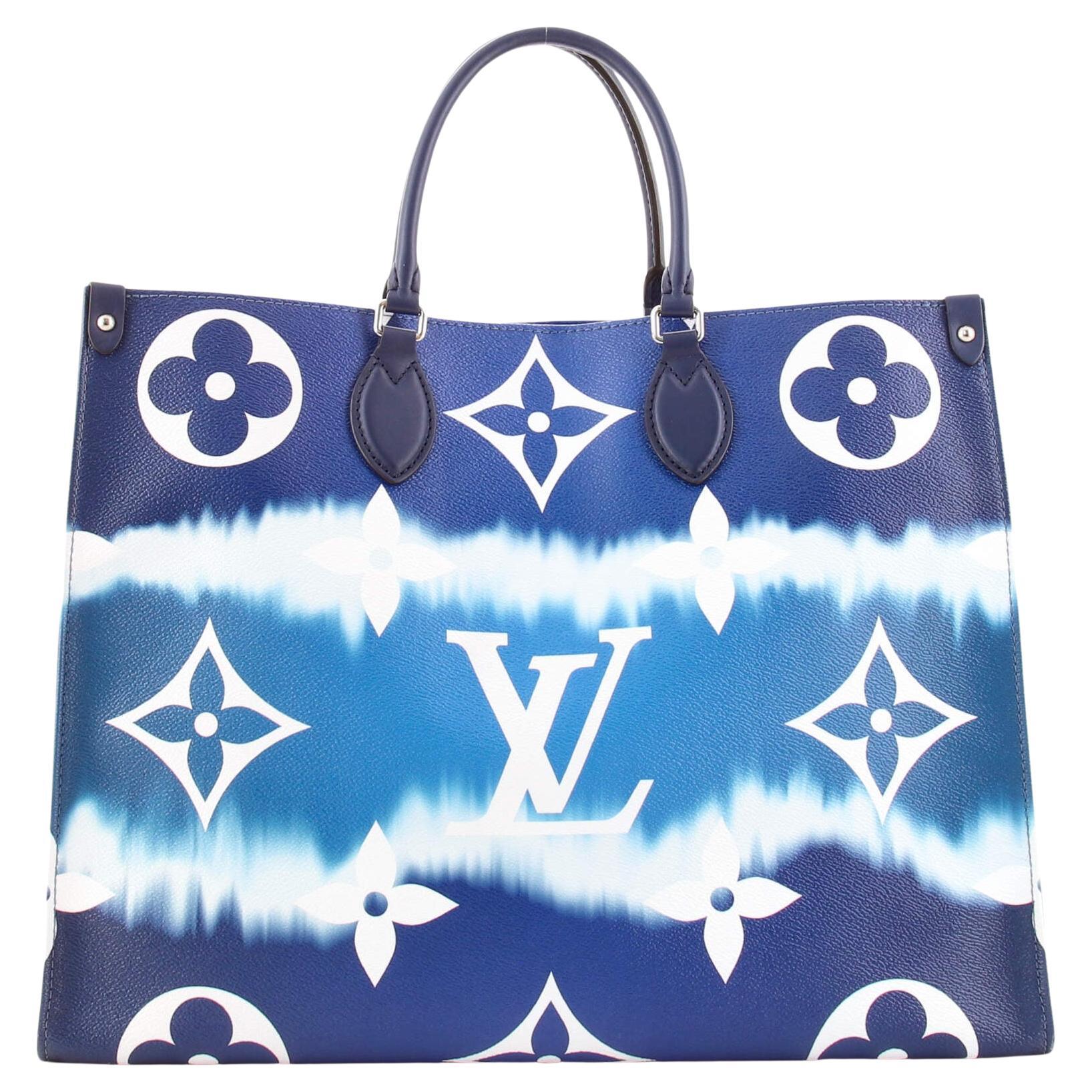 Louis Vuitton Blue Monogram Velvet Neverfull mm Tote with Pouch 71lk523s