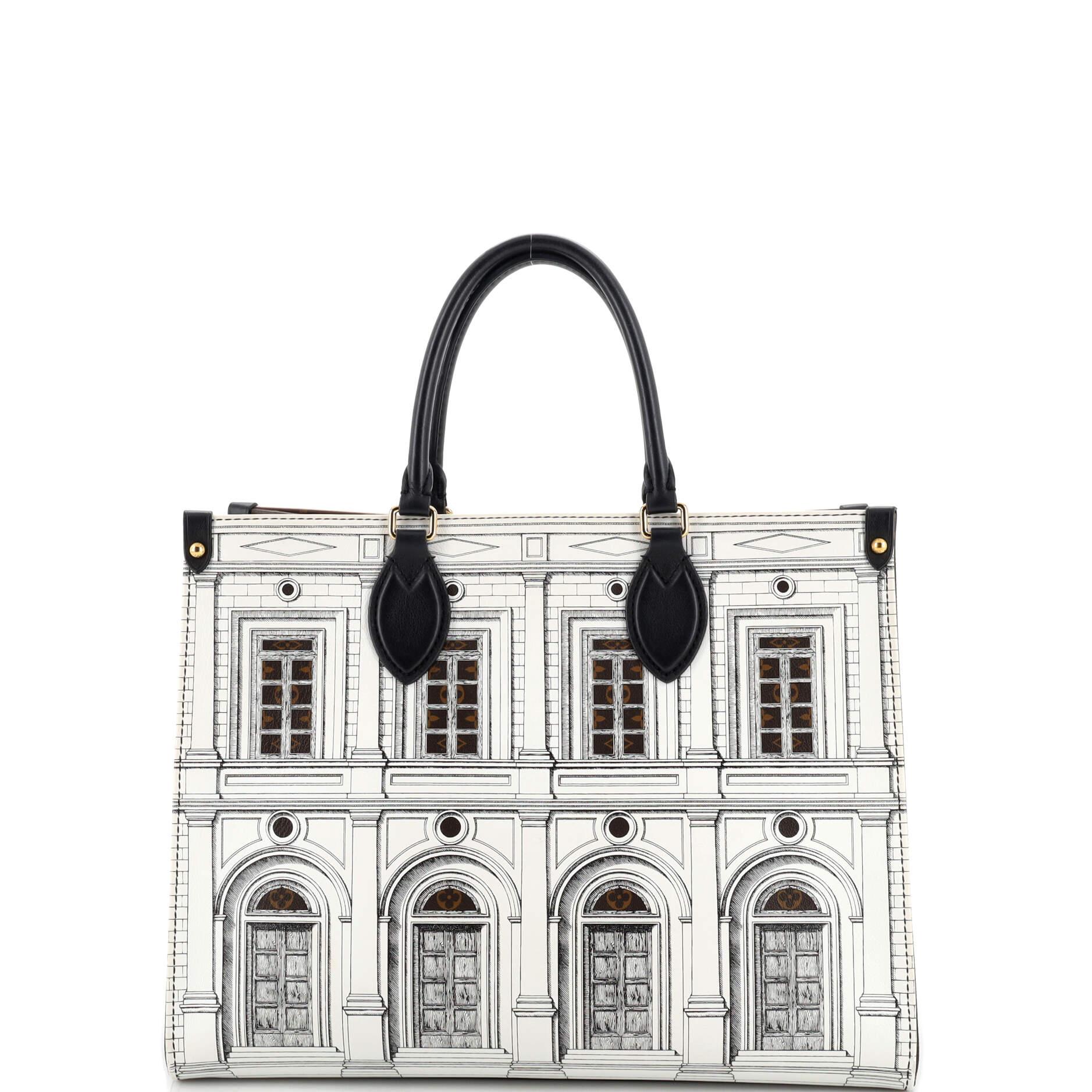 Louis Vuitton OnTheGo Tote Limited Edition Fornasetti Architettura Print Leather In Good Condition In NY, NY