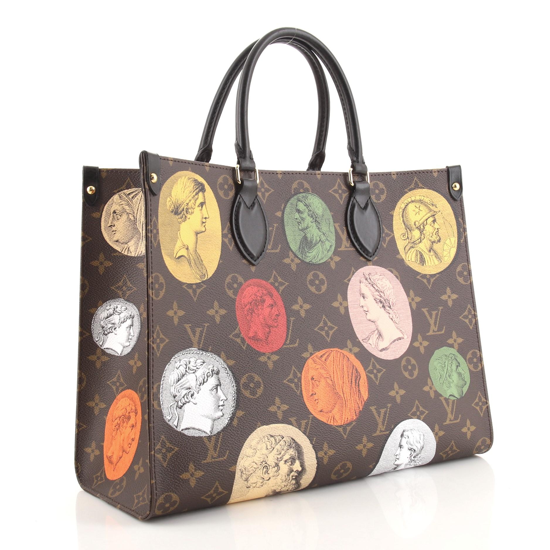 Black Louis Vuitton OnTheGo Tote Limited Edition Fornasetti Cameo Monogram Canvas MM