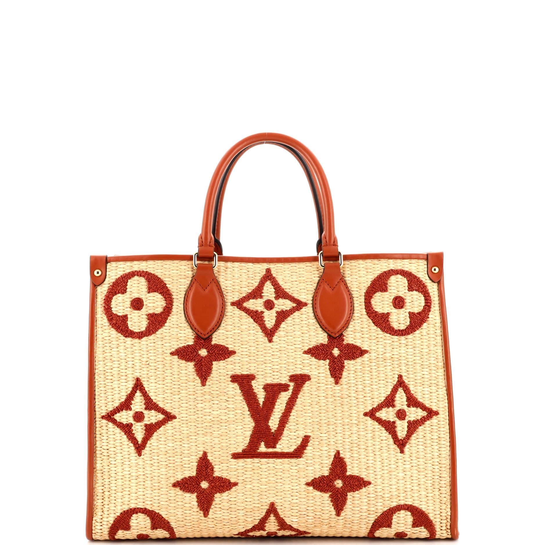 Louis Vuitton OnTheGo Tote Monogram Giant Raffia MM In Good Condition For Sale In NY, NY