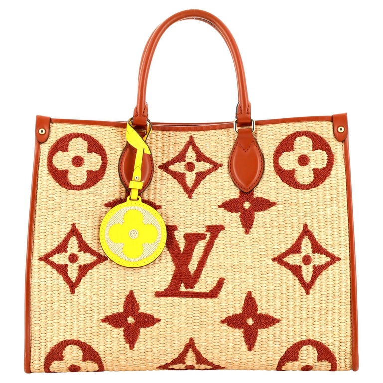 Amazing limited edition Louis Vuitton Raffia Onthego MM Tote shoulder bag,  GHW For Sale at 1stDibs