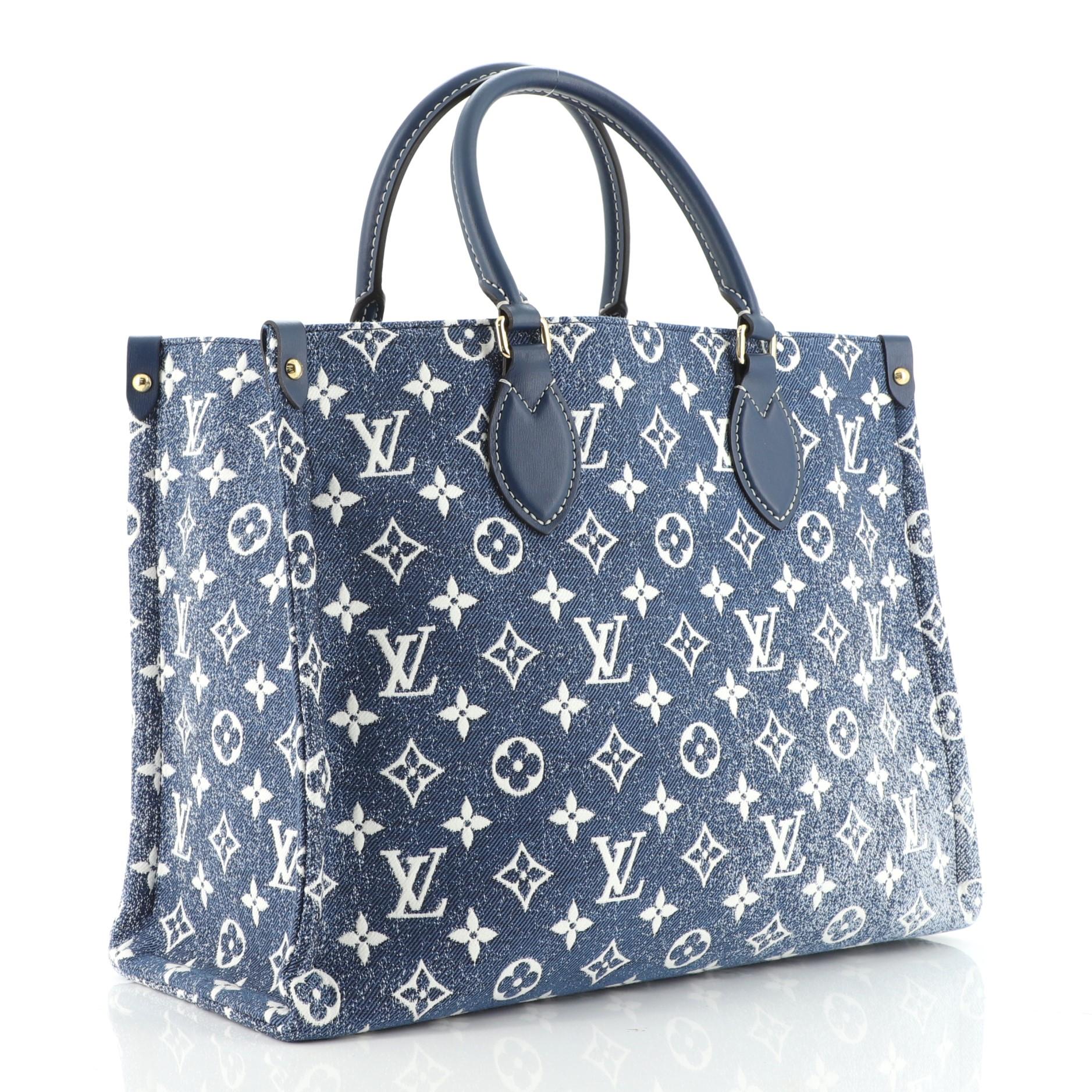 Gray Louis Vuitton OnTheGo Tote Monogram Jacquard Denim MM