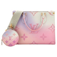 Pink and Lavender Gradient Coated Canvas OnTheGo PM Tote Gold Hardware,  2021-2022