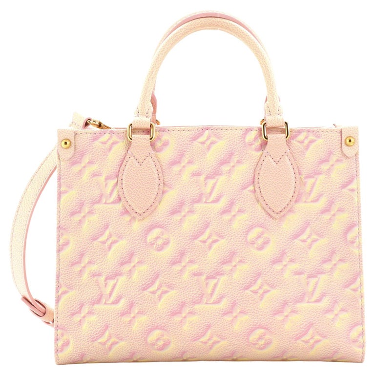 On The Go PM Top Handle Bag in Monogram Empreinte Leather, Gold Hardwa