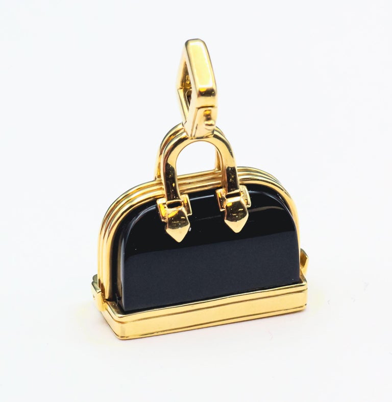 Louis Vuitton Onyx 18k Yellow Gold Alma Bag Charm Pendant For Sale