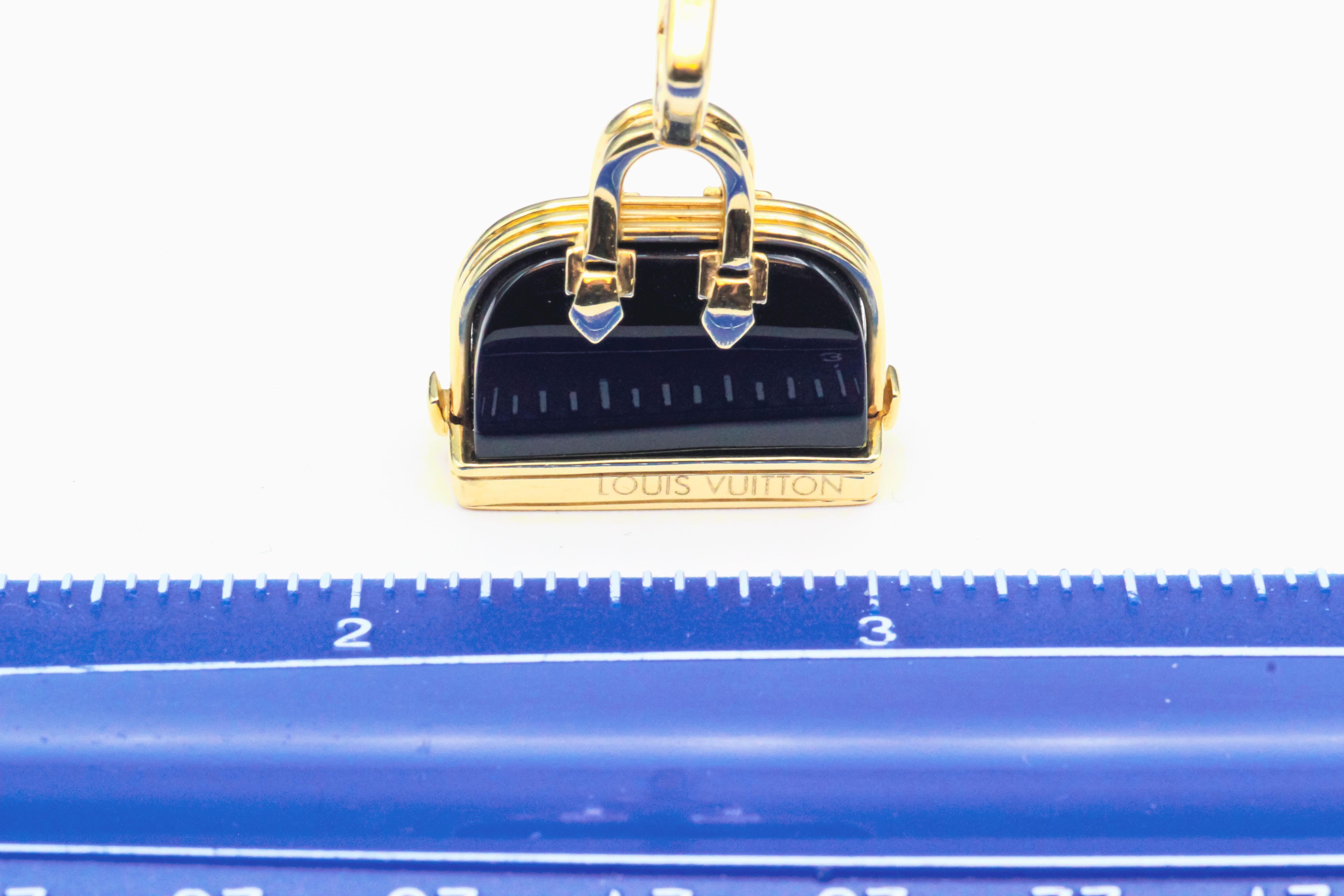 Women's or Men's Louis Vuitton Onyx 18k Yellow Gold Alma Bag Charm Pendant For Sale