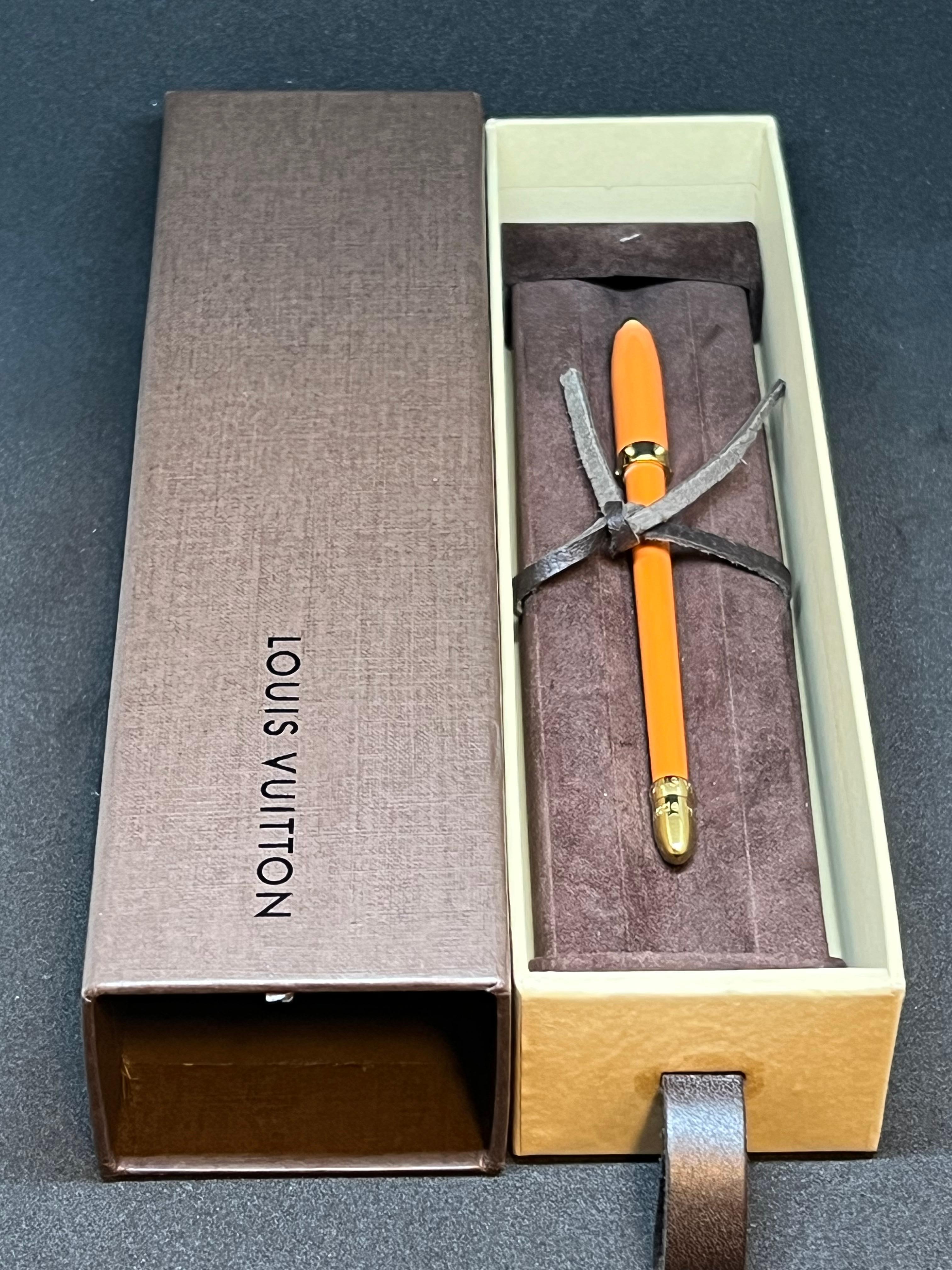 Louis Vuitton Orange and Gold Agenda chic pen   6