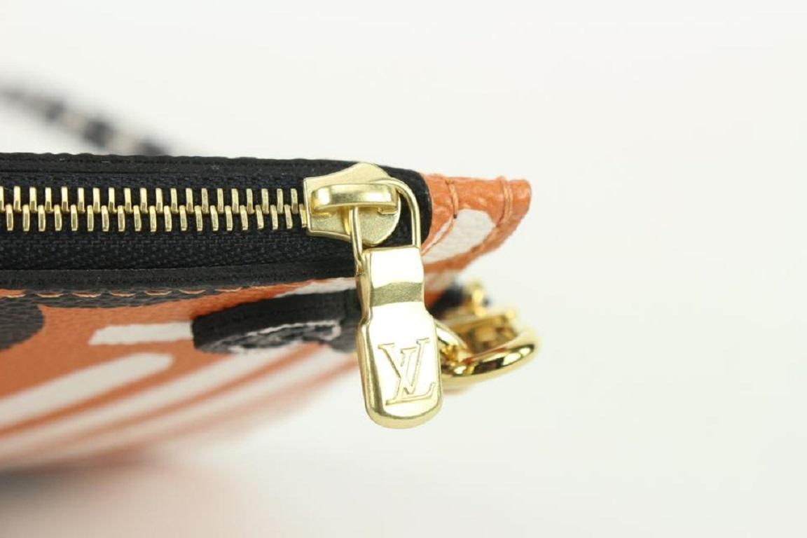 Louis Vuitton Orange-Brown Monogram Crafty Neverfull Pochette MM GM Wristlet In New Condition For Sale In Dix hills, NY