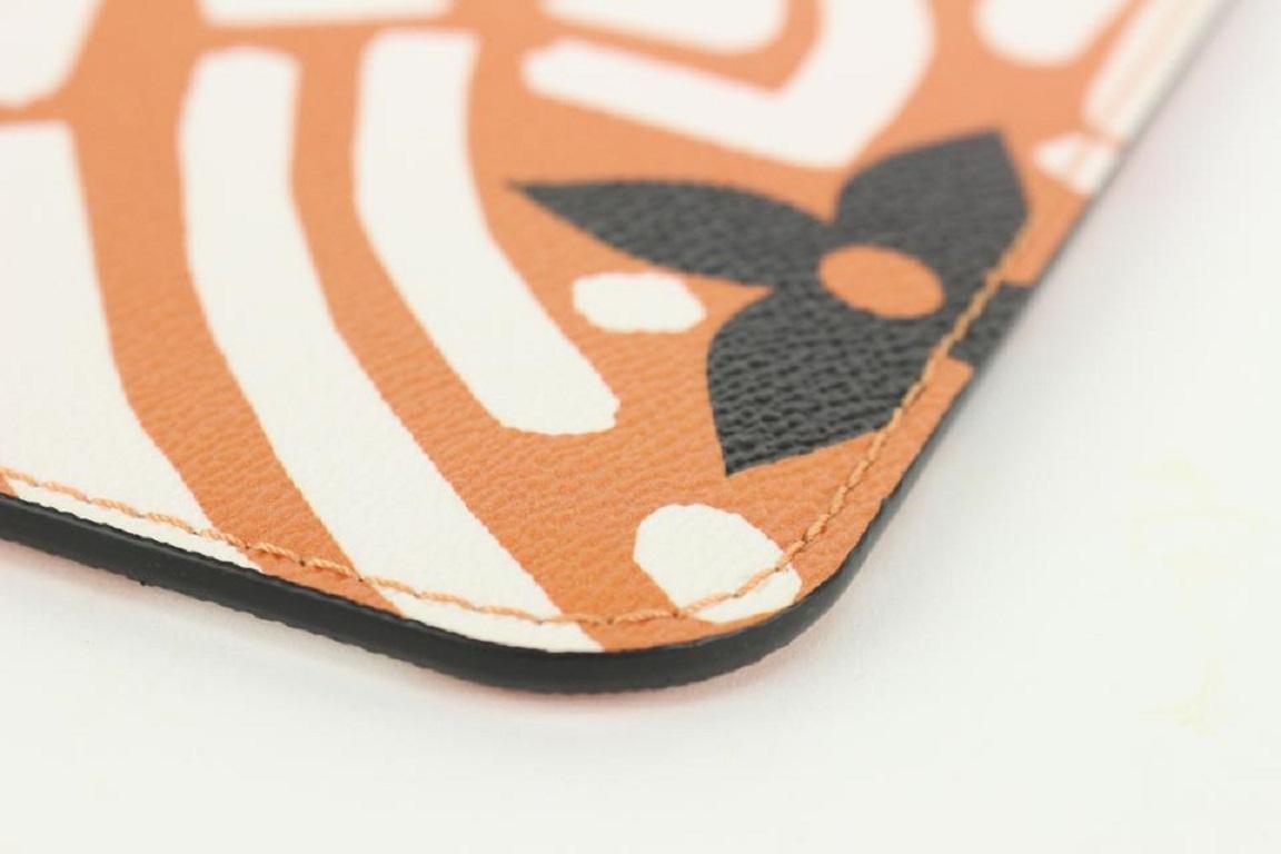 Orange-Braun Monogramm Crafty Neverfull Pochette MM GM Handgelenkstasche von Louis Vuitton im Angebot 4