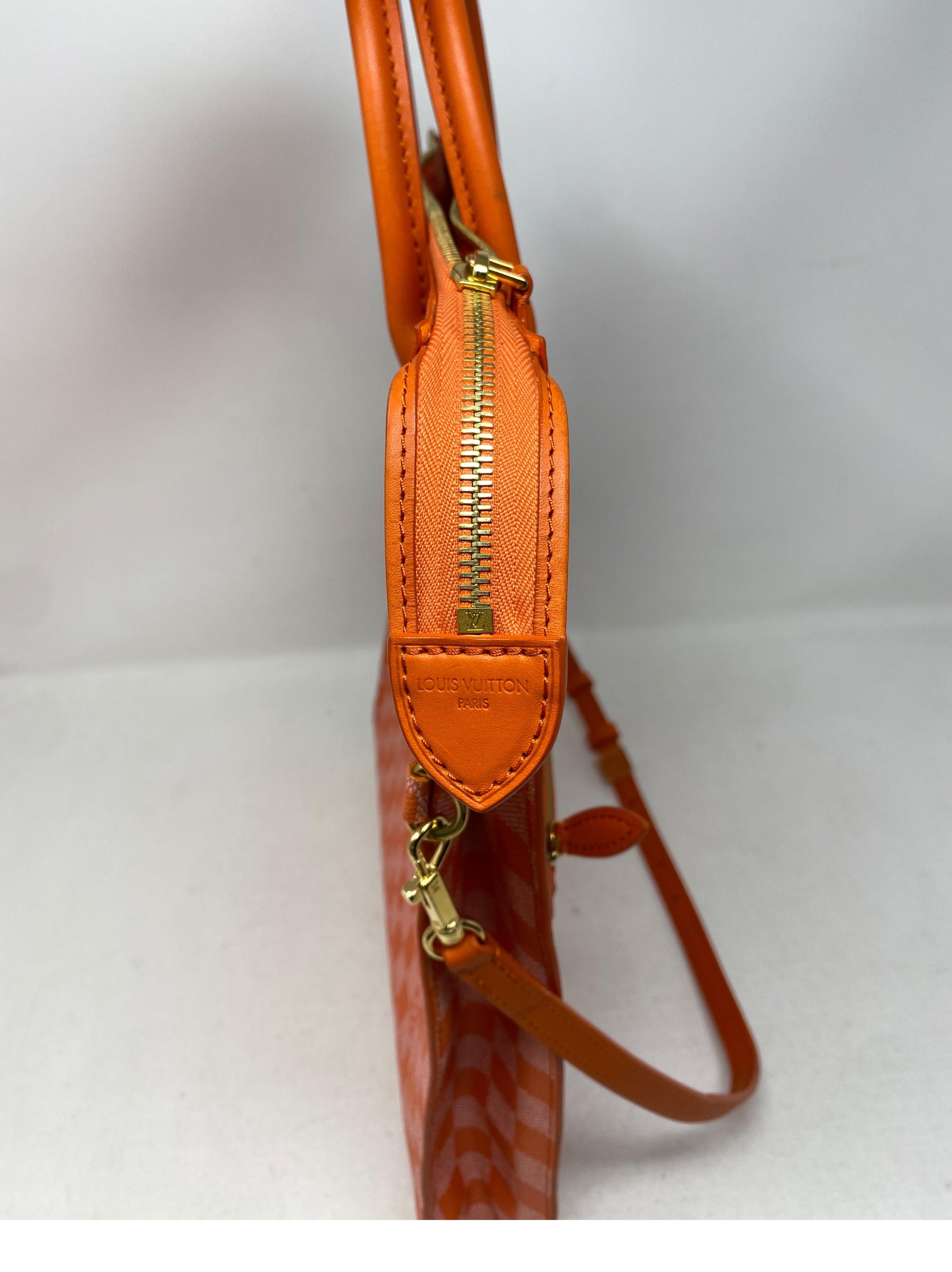 Louis Vuitton Orange Checkered Bag  3