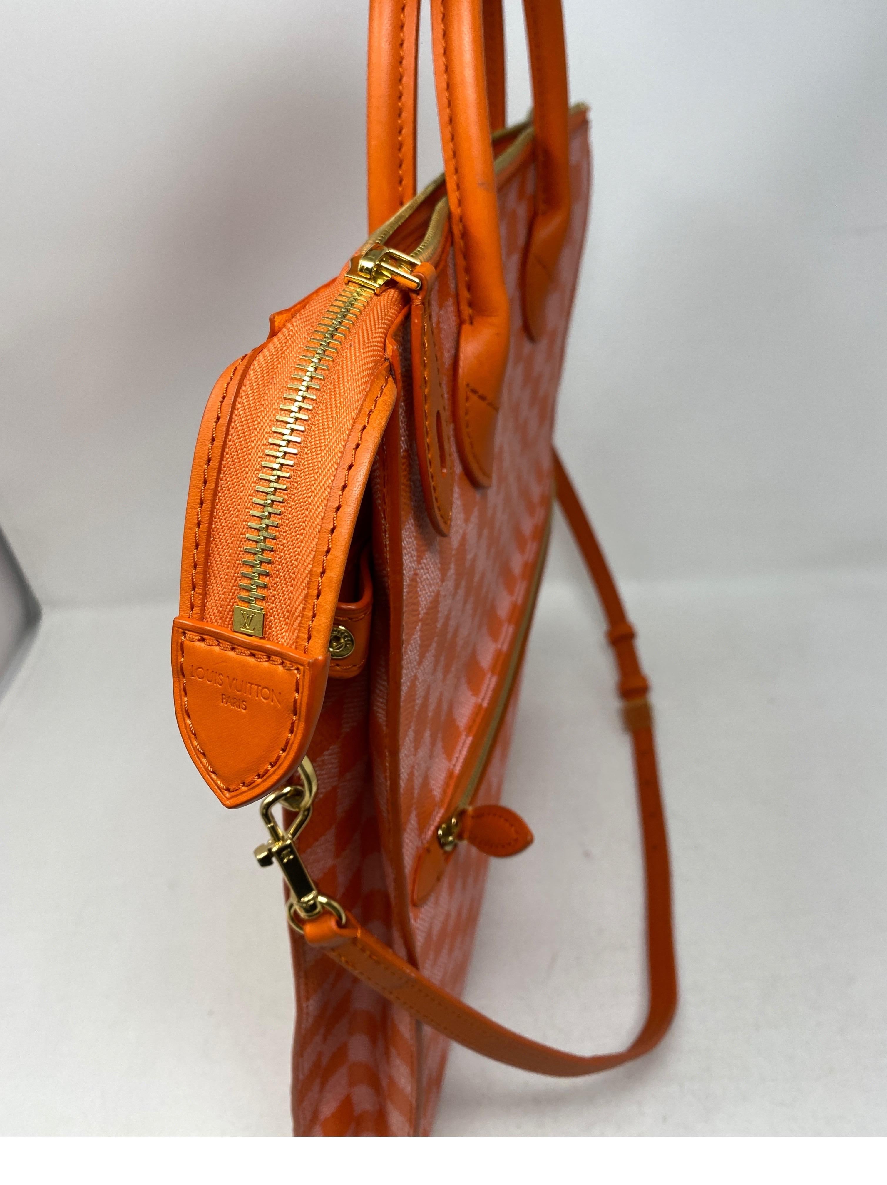 Louis Vuitton Orange Checkered Bag  4