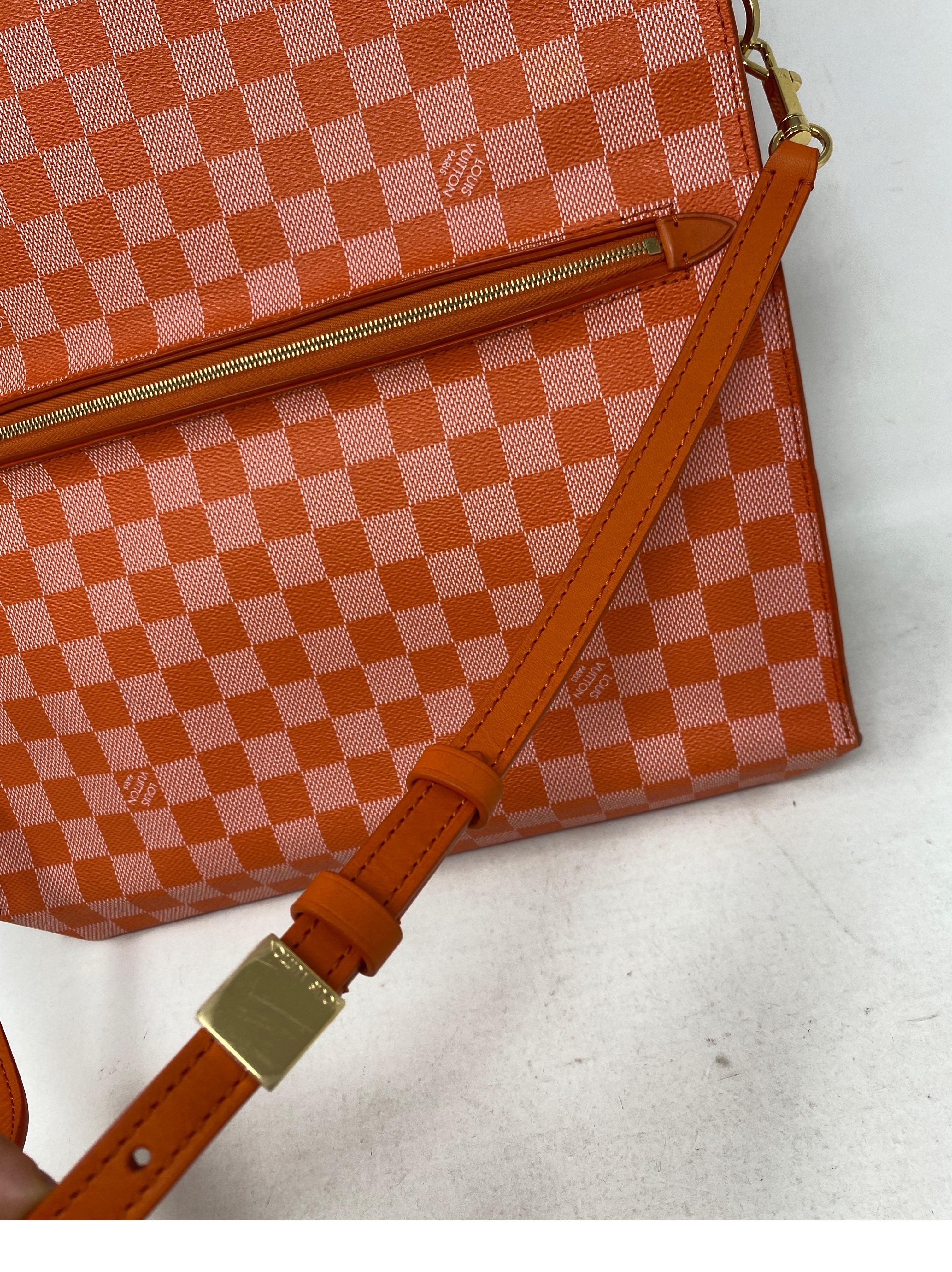 Louis Vuitton Orange Checkered Bag  11