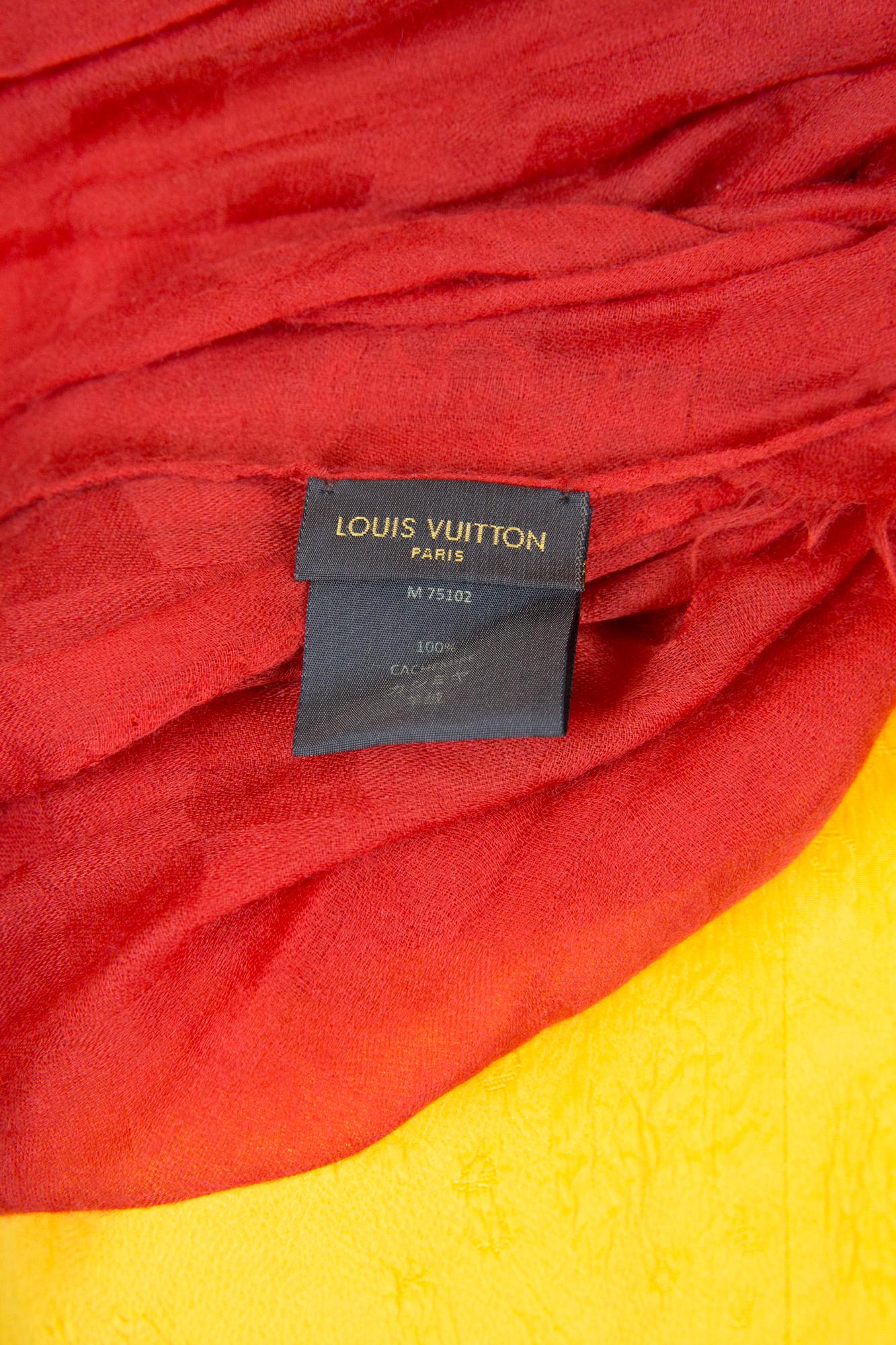 Louis Vuitton Orange Damier Cashmere Shawl For Sale 1