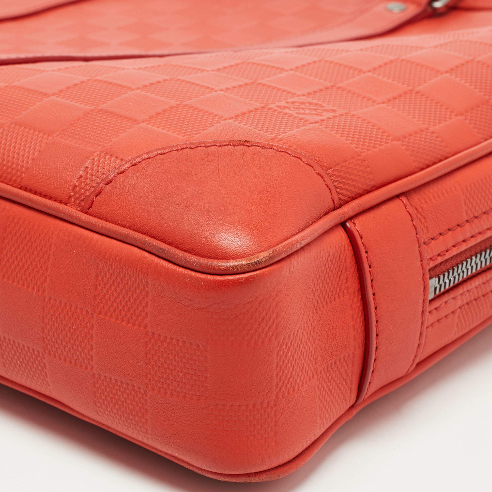 Louis Vuitton Orange Damier Infini Leather Porte Documents Voyage Briefcase 7