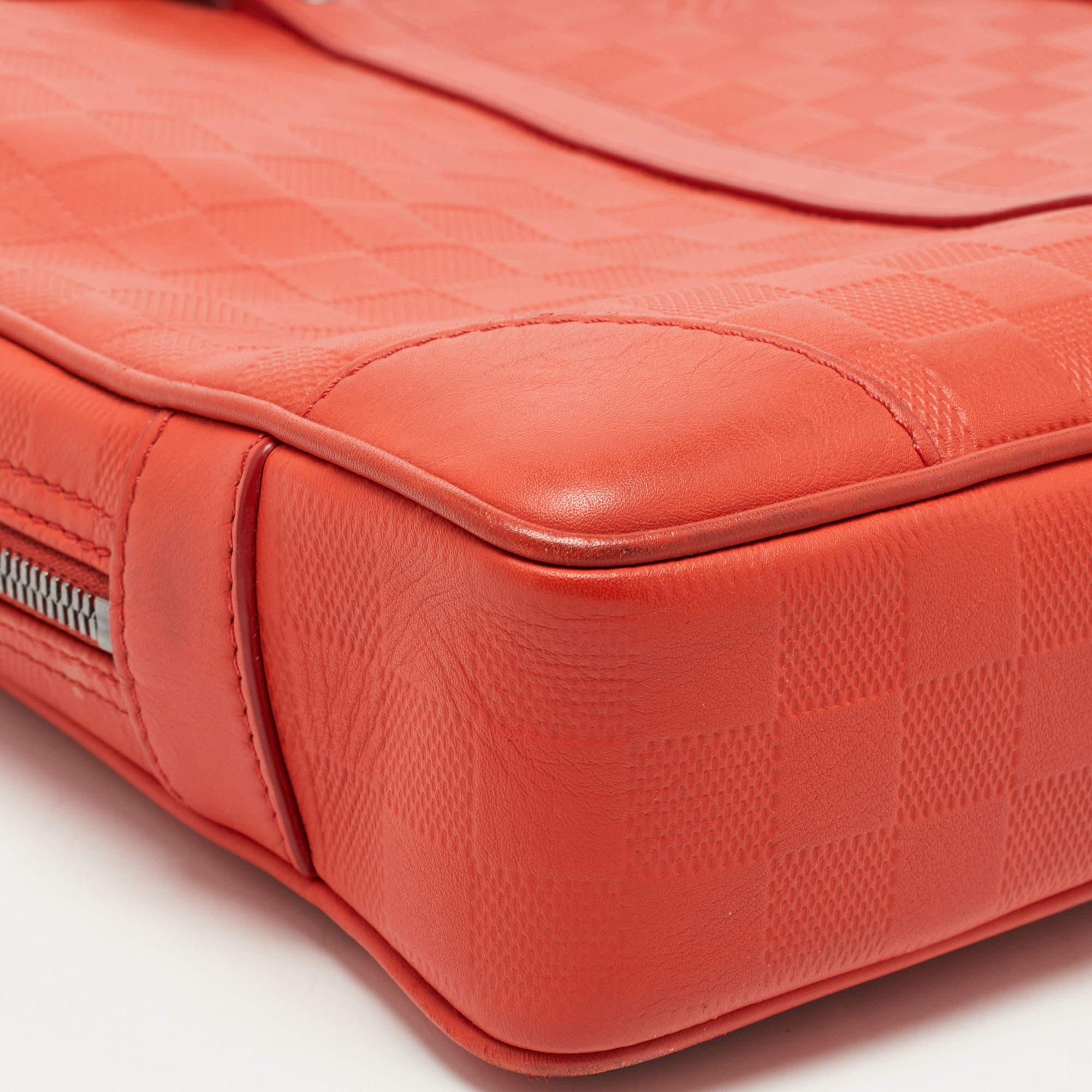 Louis Vuitton Orange Damier Infini Leather Porte Documents Voyage Briefcase 8