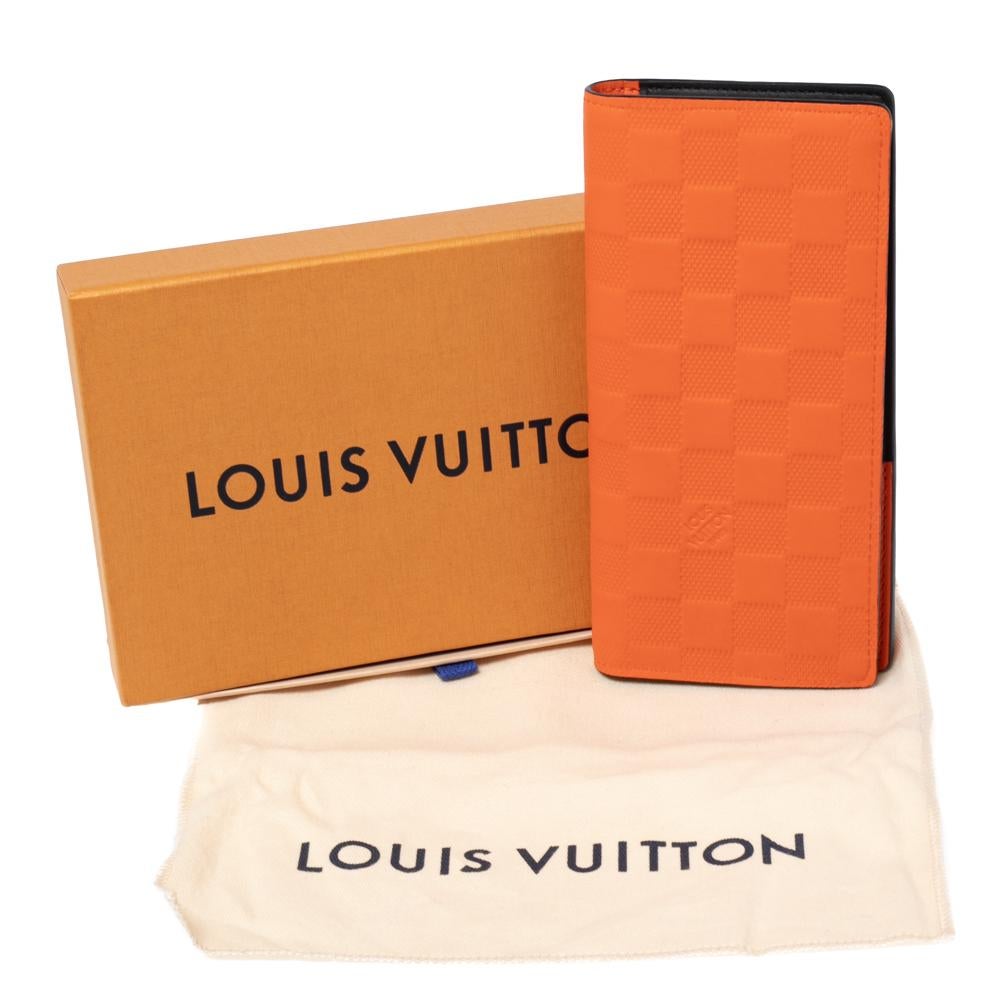 Louis Vuitton Orange Damier Leather Brazza Wallet 7