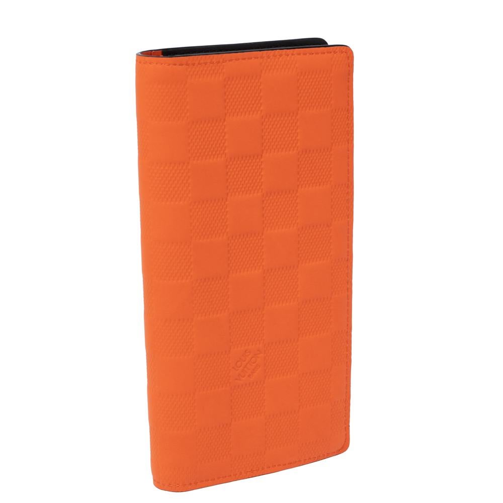 Red Louis Vuitton Orange Damier Leather Brazza Wallet