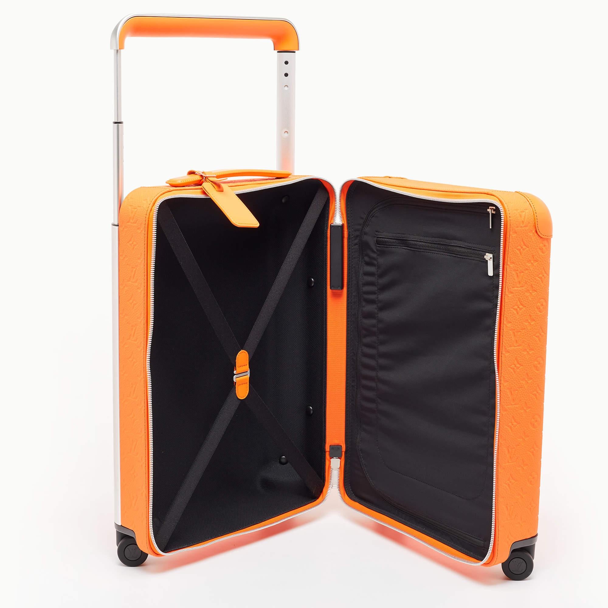 Louis Vuitton Orange Empreinte Leather Horizon 55 Suitcase For Sale 6