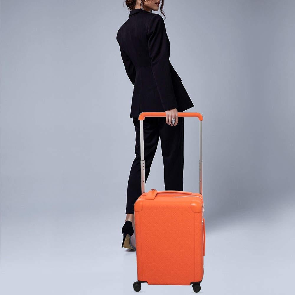 Louis Vuitton Orange Empreinte Leather Horizon 55 Suitcase For Sale 7
