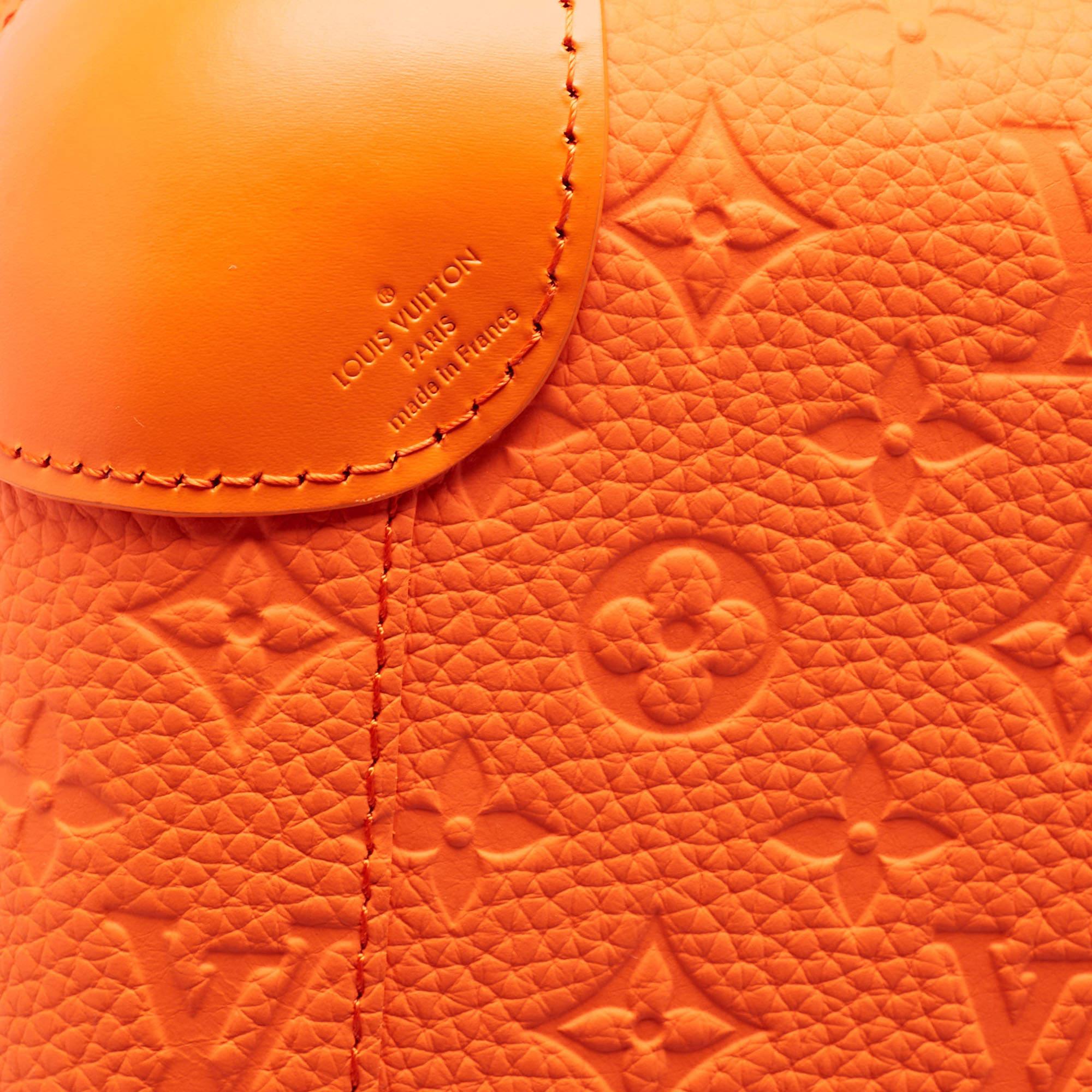 Louis Vuitton Orange Empreinte Leather Horizon 55 Suitcase For Sale 9