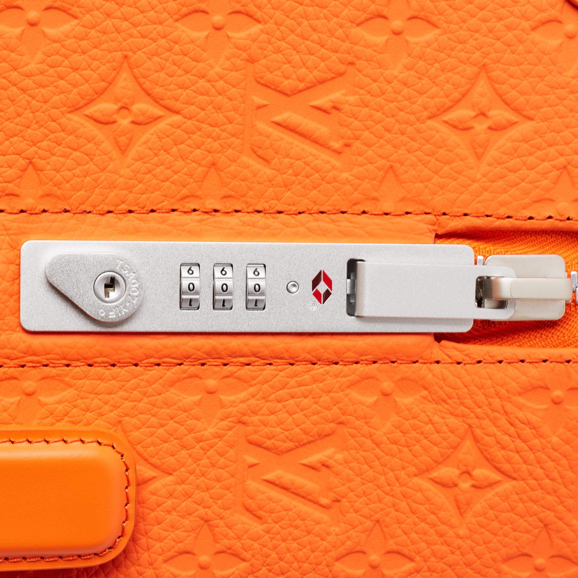 Louis Vuitton Orange Empreinte Leather Horizon 55 Suitcase For Sale 10