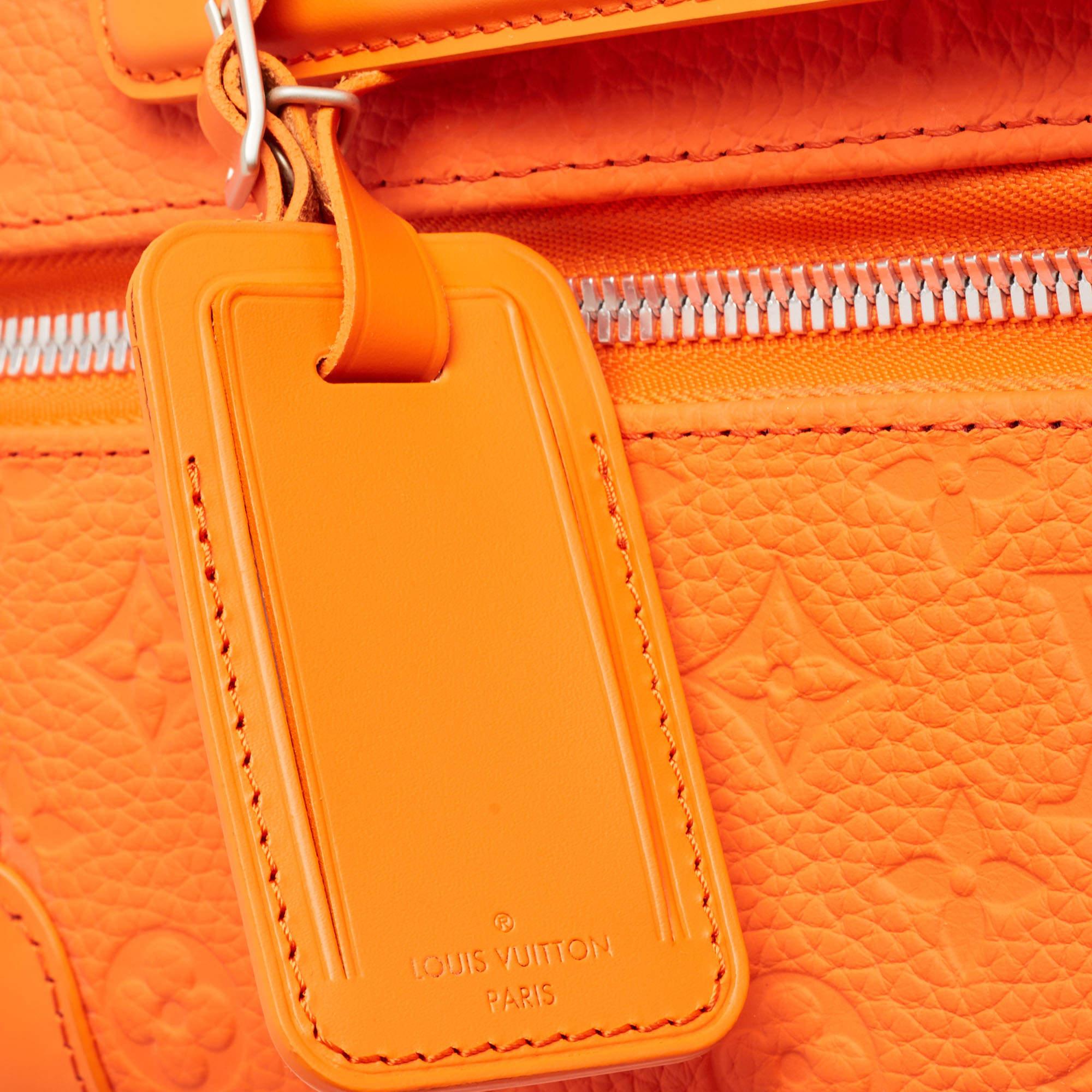 Louis Vuitton Orange Empreinte Leather Horizon 55 Suitcase In Excellent Condition For Sale In Dubai, Al Qouz 2