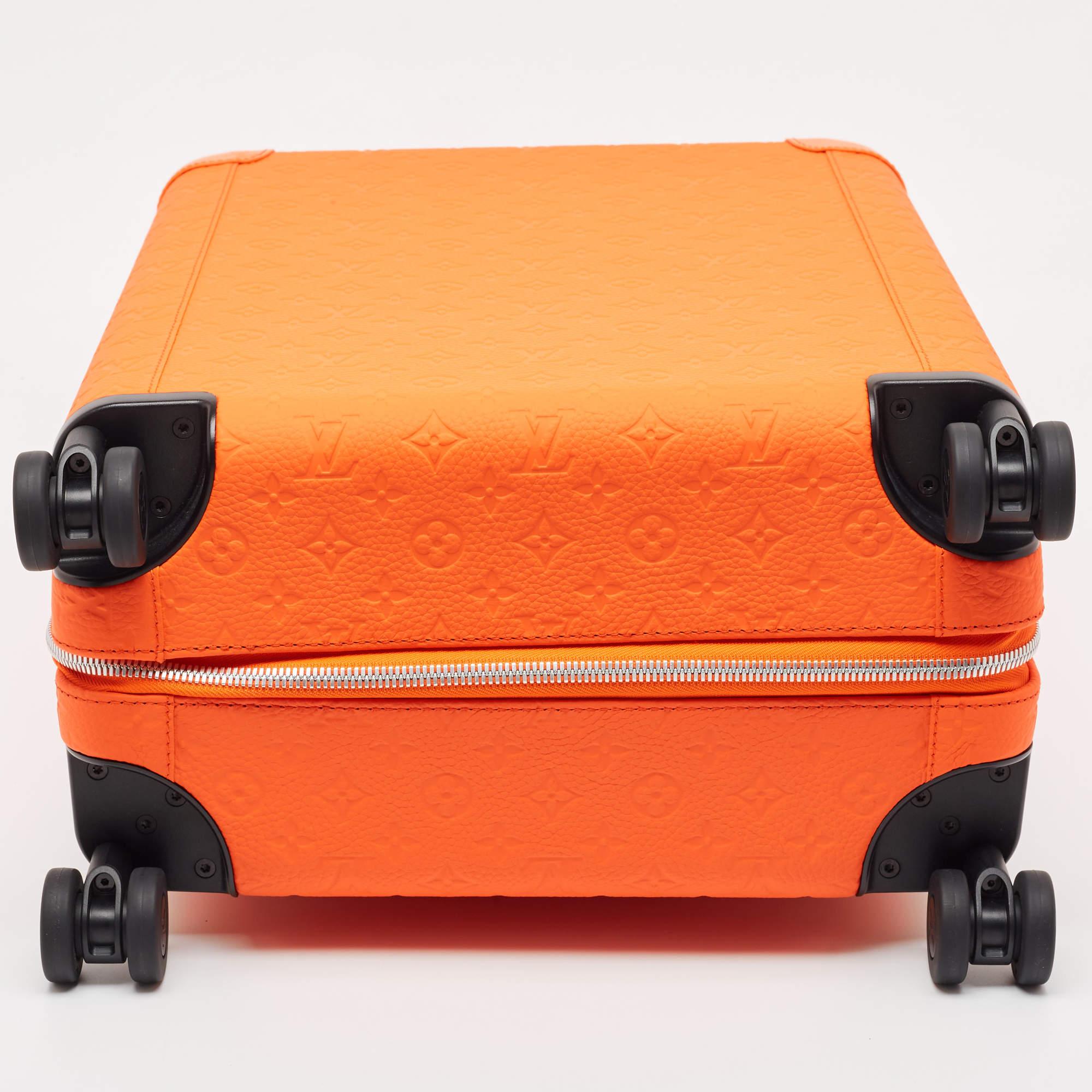 Louis Vuitton Orange Empreinte Leather Horizon 55 Suitcase For Sale 3