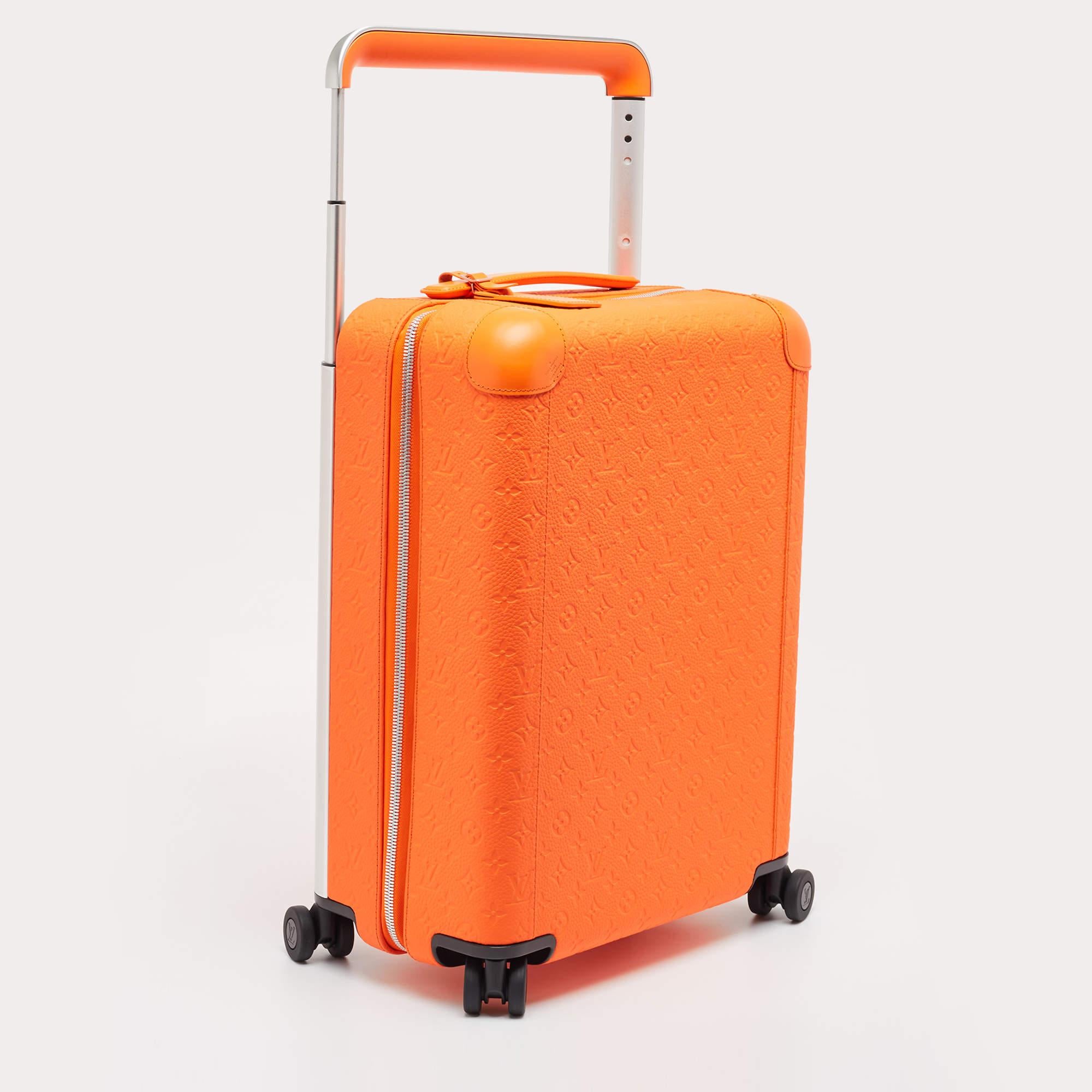 Louis Vuitton Orange Empreinte Leather Horizon 55 Suitcase For Sale 5