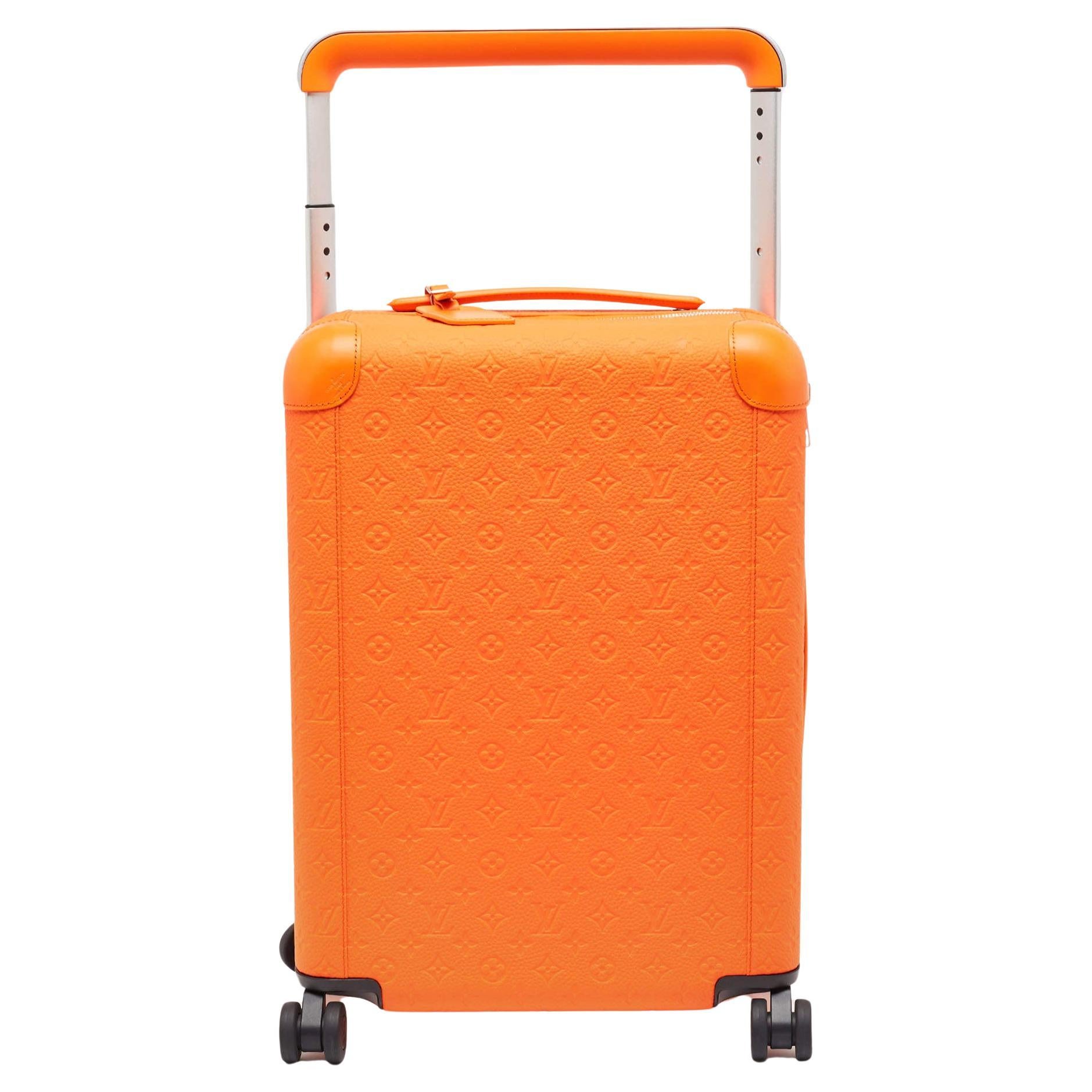 Louis Vuitton Orange Empreinte Leather Horizon 55 Suitcase For Sale