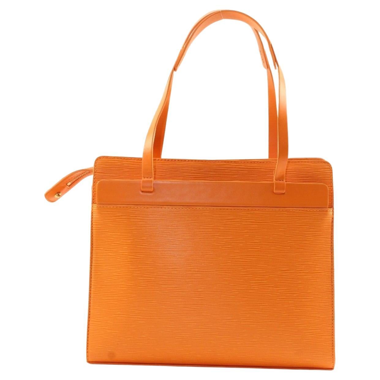 LOUIS VUITTON Orange Epi Leather Croisette Zip Shoulder Bag 1LV1220K For Sale