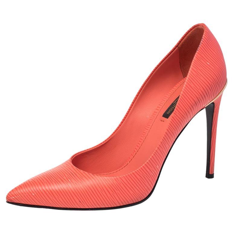 Louis Vuitton Pink Patent Leather Peep Toe Espadrille Wedge Slingback