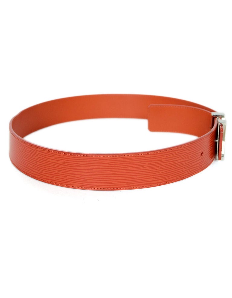 Louis Vuitton Orange Epi Leather Initiales LV Logo Belt Sz 85cm /34&quot; For Sale at 1stdibs