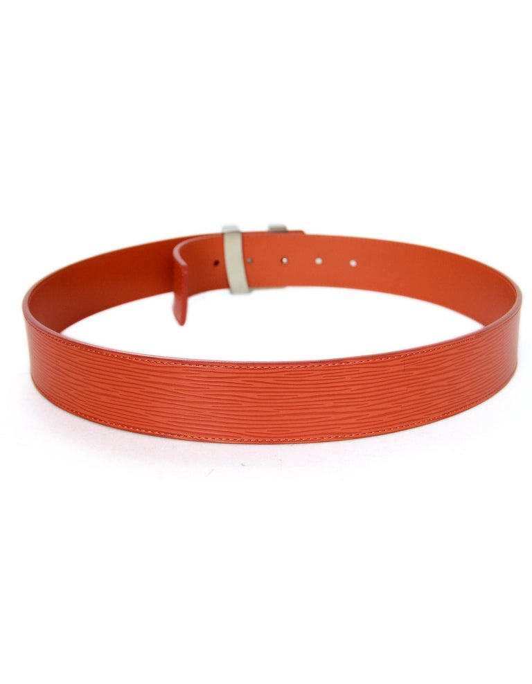 Louis Vuitton Orange Epi Leather Initiales LV Logo Belt Sz 85cm /34&quot; For Sale at 1stdibs