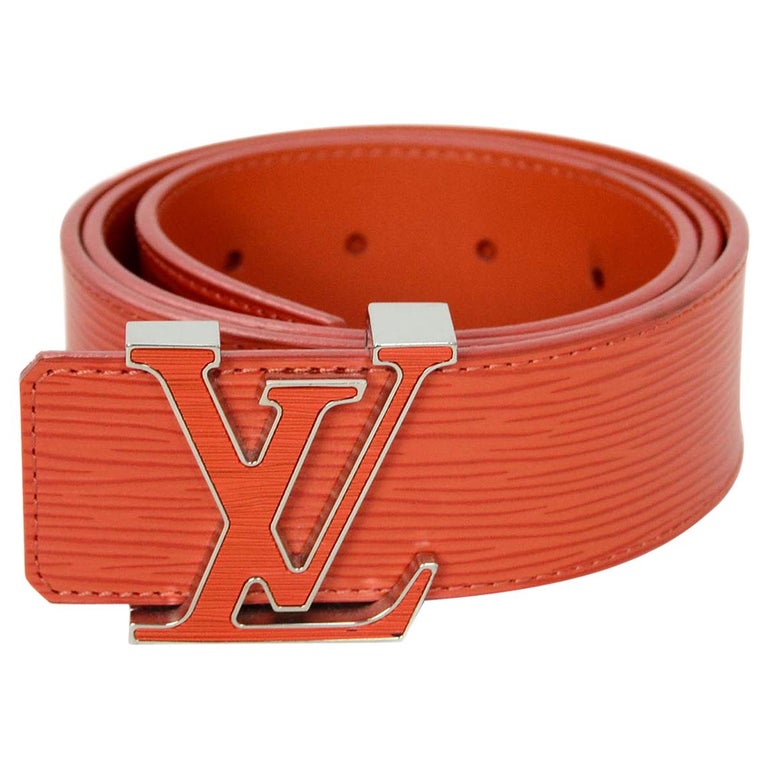 Louis Vuitton Epi Leather Initiales LV Logo Sz 85cm /34" For Sale at 1stDibs | orange louis belt, louis vuitton orange belt, orange lv belt