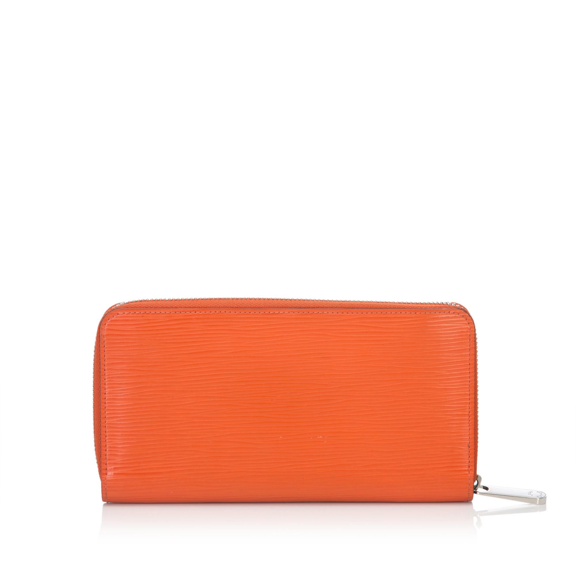 Red Louis Vuitton Orange Epi Leather Leather Epi Zippy Wallet France