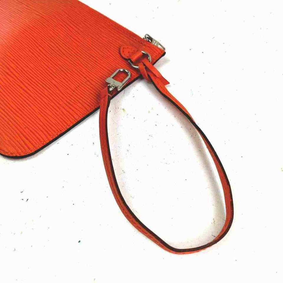 Louis Vuitton Orange Epi Leather Neverfull Pochette Wristlet 860369 In Good Condition In Dix hills, NY