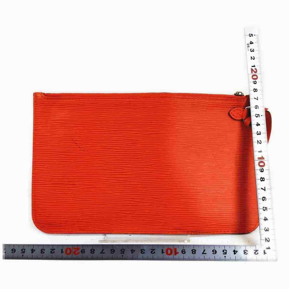 Women's Louis Vuitton Orange Epi Leather Neverfull Pochette Wristlet 860369
