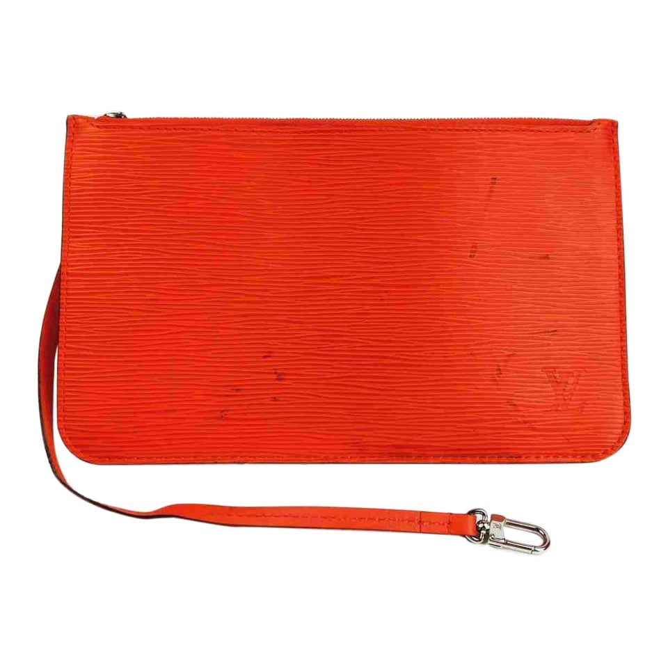 Louis Vuitton Orange Epi Leather Neverfull Pochette Wristlet 860369