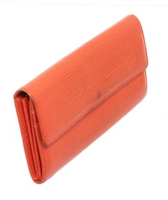 Louis Vuitton Orange Epi Leather w/Intials Sarah Wallet with silver-tone