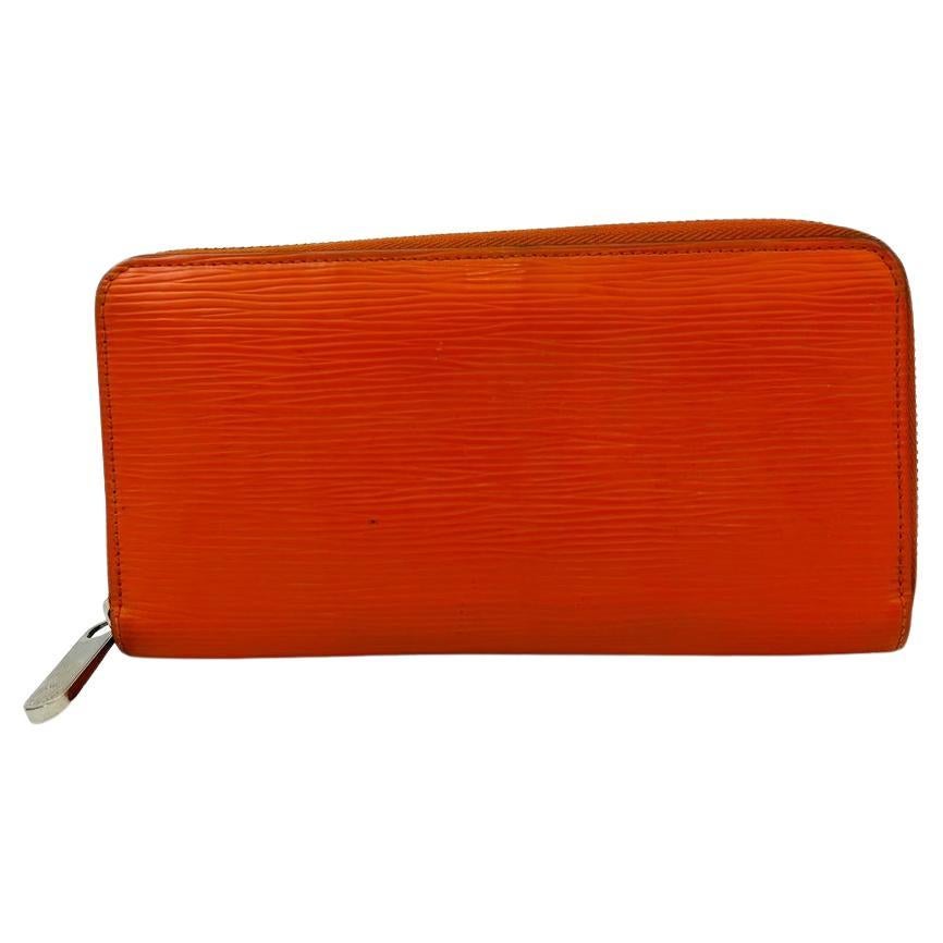 Louis Vuitton Orange EPI Leather Wallet For Sale
