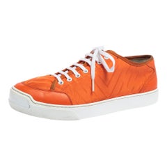 Louis Vuitton Orange Fabric and Leather Sneakers Size 42
