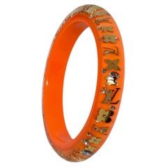 Louis Vuitton Orange Gold Resin Monogram Inclusion Bangle Bracelet