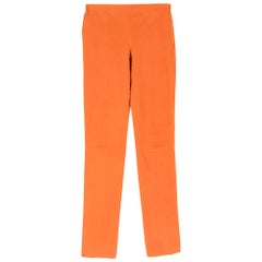 Louis Vuitton Orange Leather Pants XXS