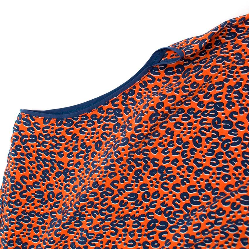 Louis Vuitton Orange Leopard Print Silk Draped Short Sleeve Dress - Size US 10 3
