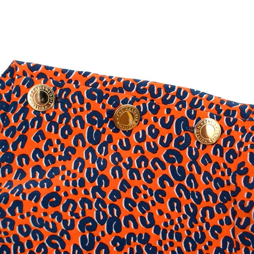 Louis Vuitton Orange Leopard Print Silk Draped Short Sleeve Dress - Size US 10 In New Condition In London, GB